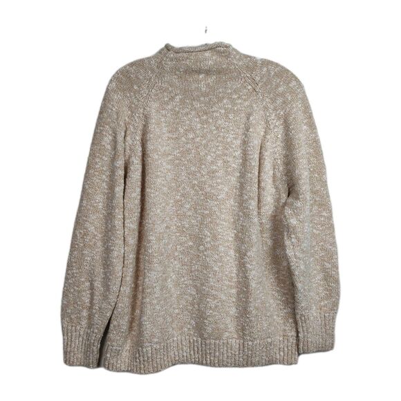 L.L. Bean Sweater Women's XL Light Brown Mock Neck Long Sleeves Pullover - Picture 2 of 7